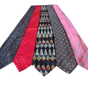 VTG Lot (5) Designer Neck Ties Paisley Geometric Classic Robert Talbott Galvani